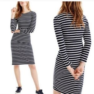 EUC J Crew Size Large Navy & White Striped Maritime Pull On Long Sleeves Dress!!